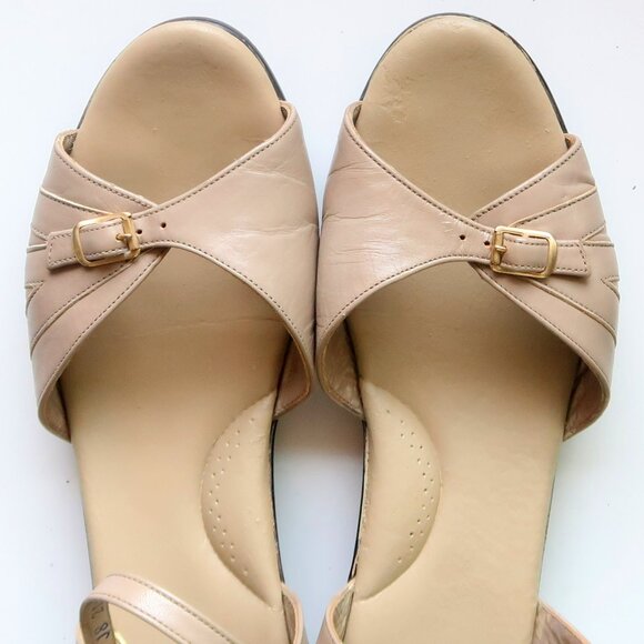 SAS Beige Soft Arch Leather Open Toe Sandals Flats Summer Wedge Comfort Shoes 11 - Picture 11 of 15